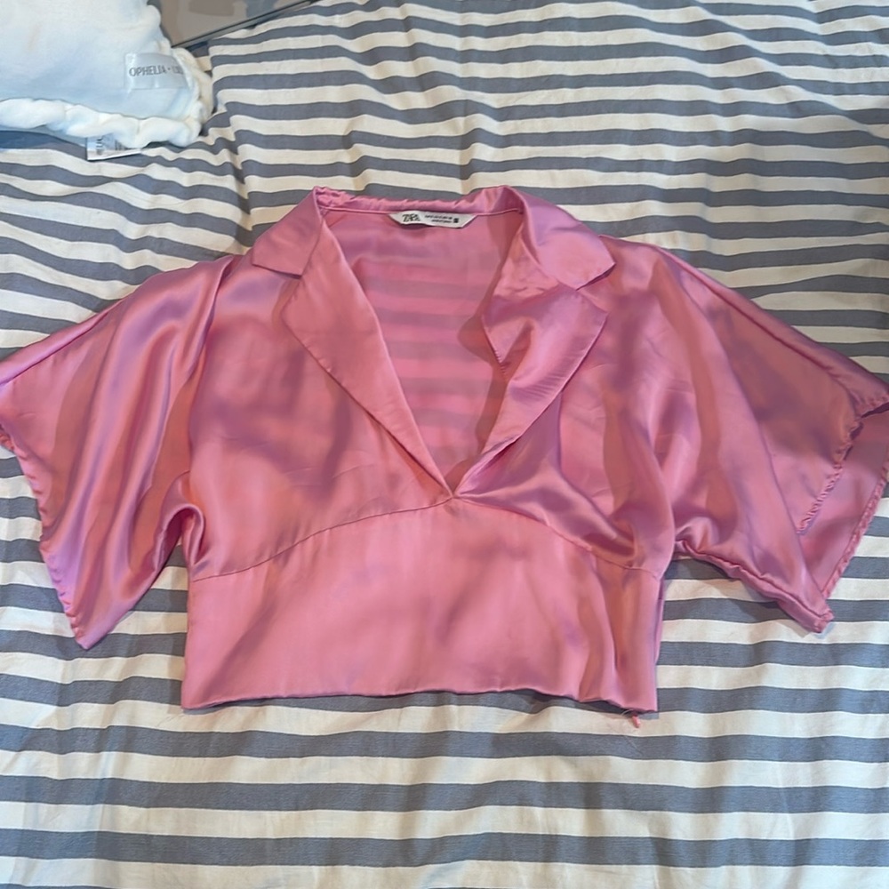 Gorgeous zara pink satin top